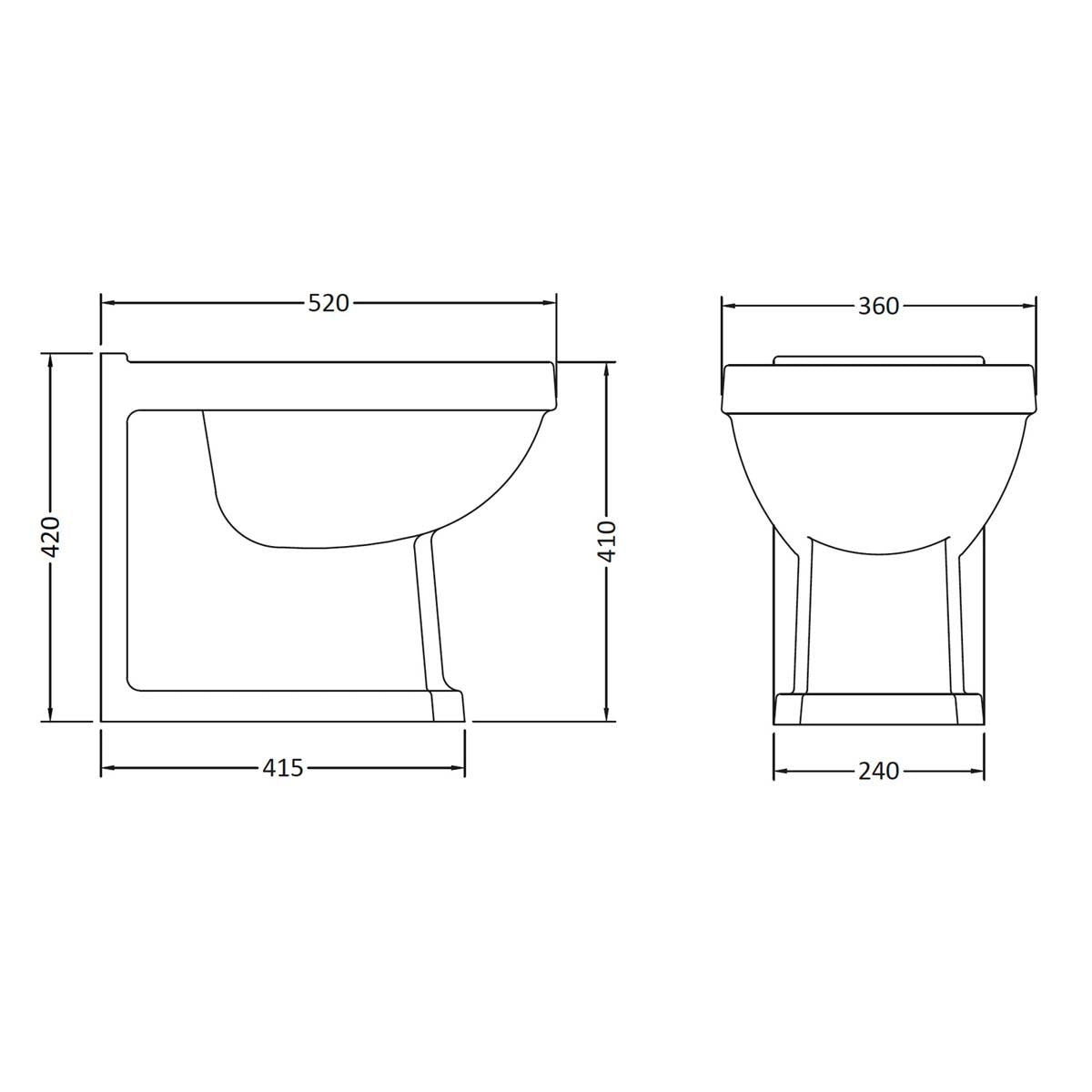 Traditonal Back to Wall Scudo WC Toilet with Toilet Seat Option