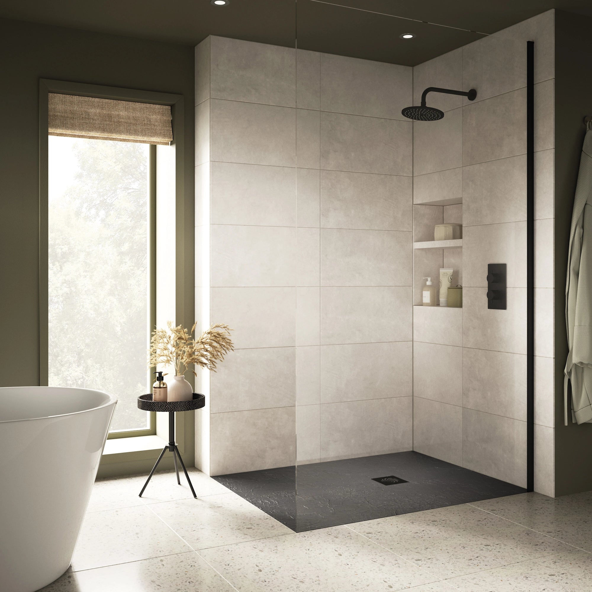 Glacial Slate Affect Ultra Slim Shower Tray