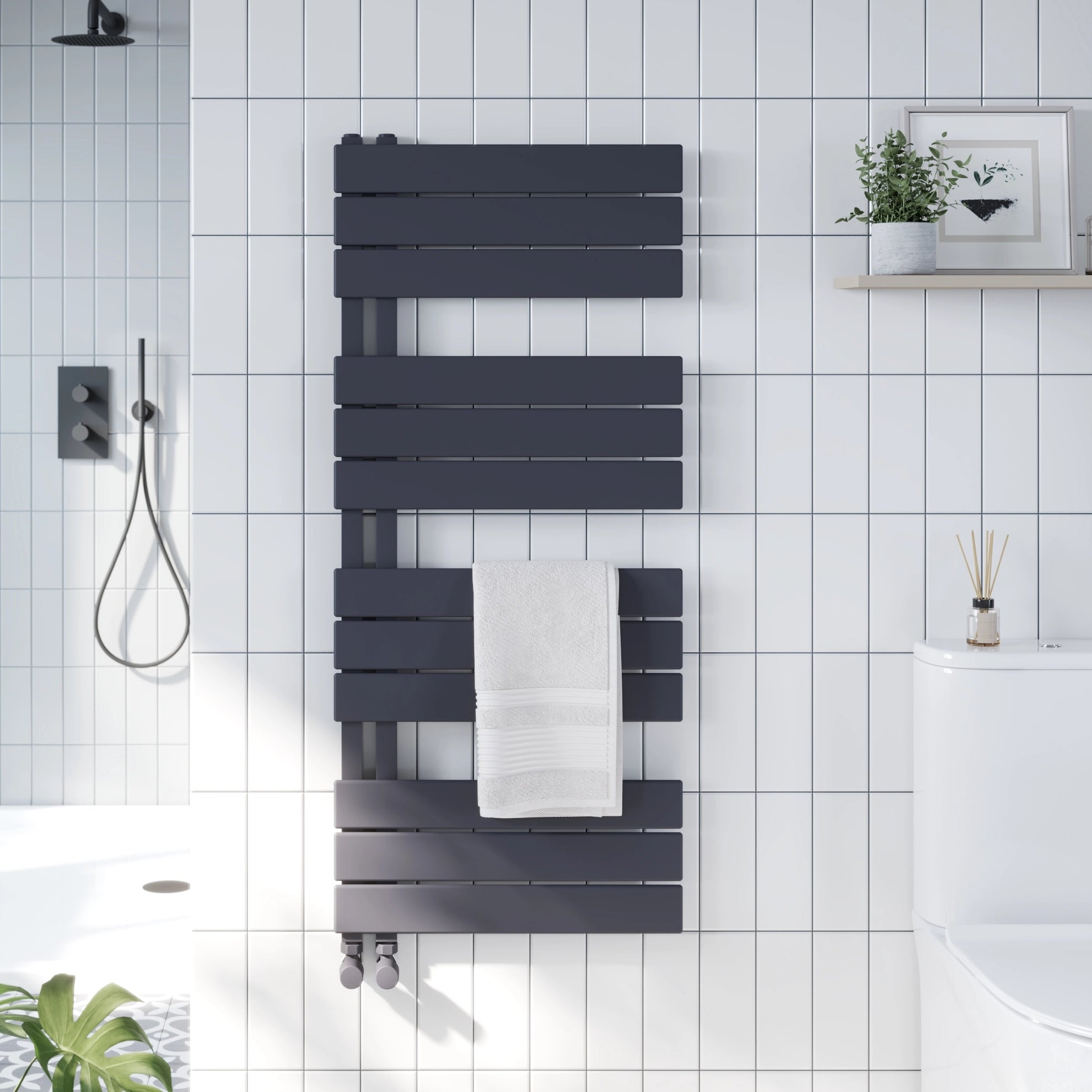 Thames Designer Carbon Steel Towel Radiator – Bubbles Showers and Bathrooms