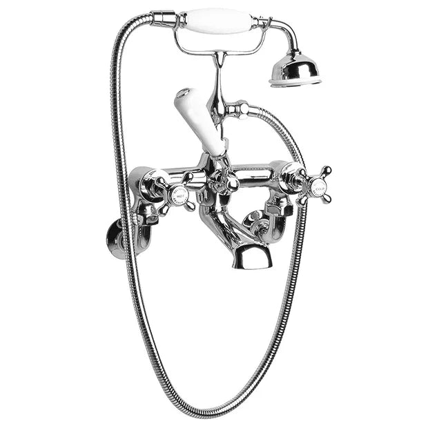 Traditional Chrome Bath Shower Mixer Tap with Shower Kit and Wall bracket