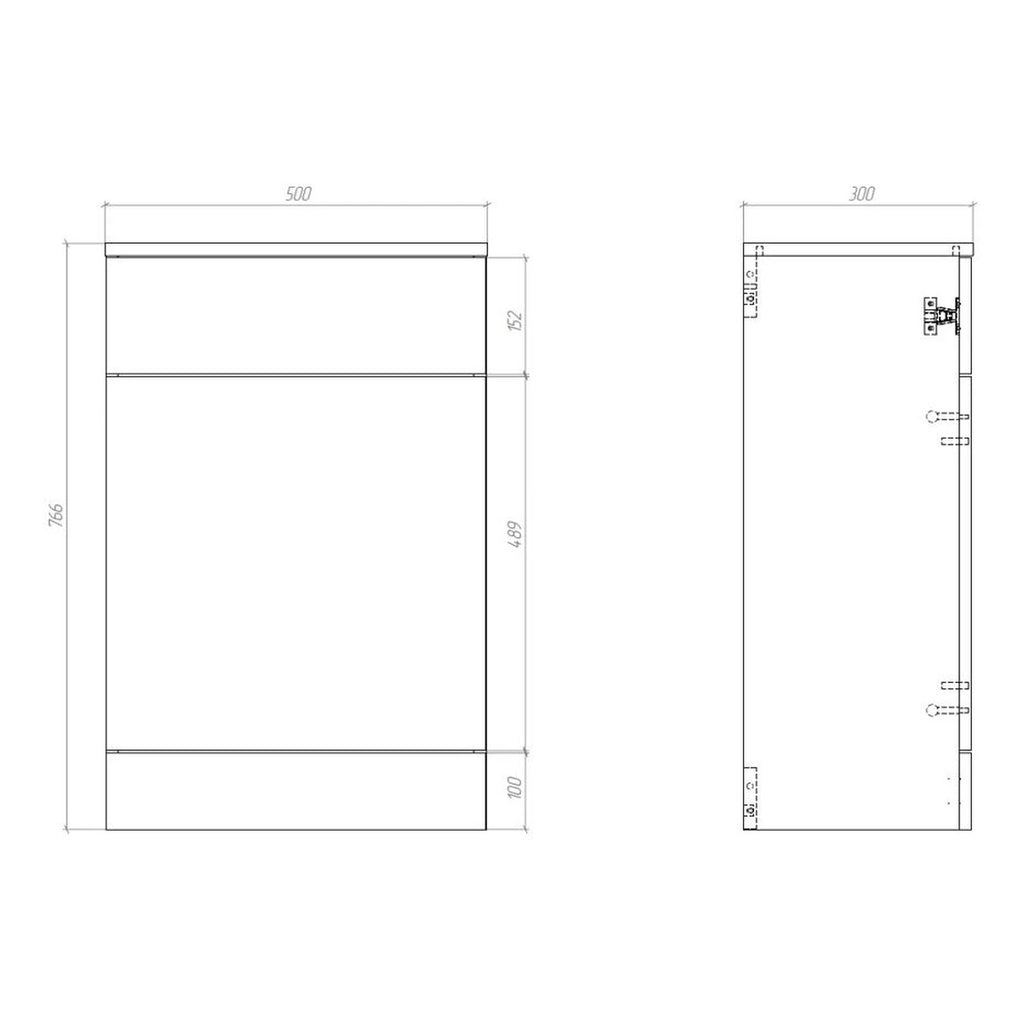 Sinda White Gloss WC Unit 500mm