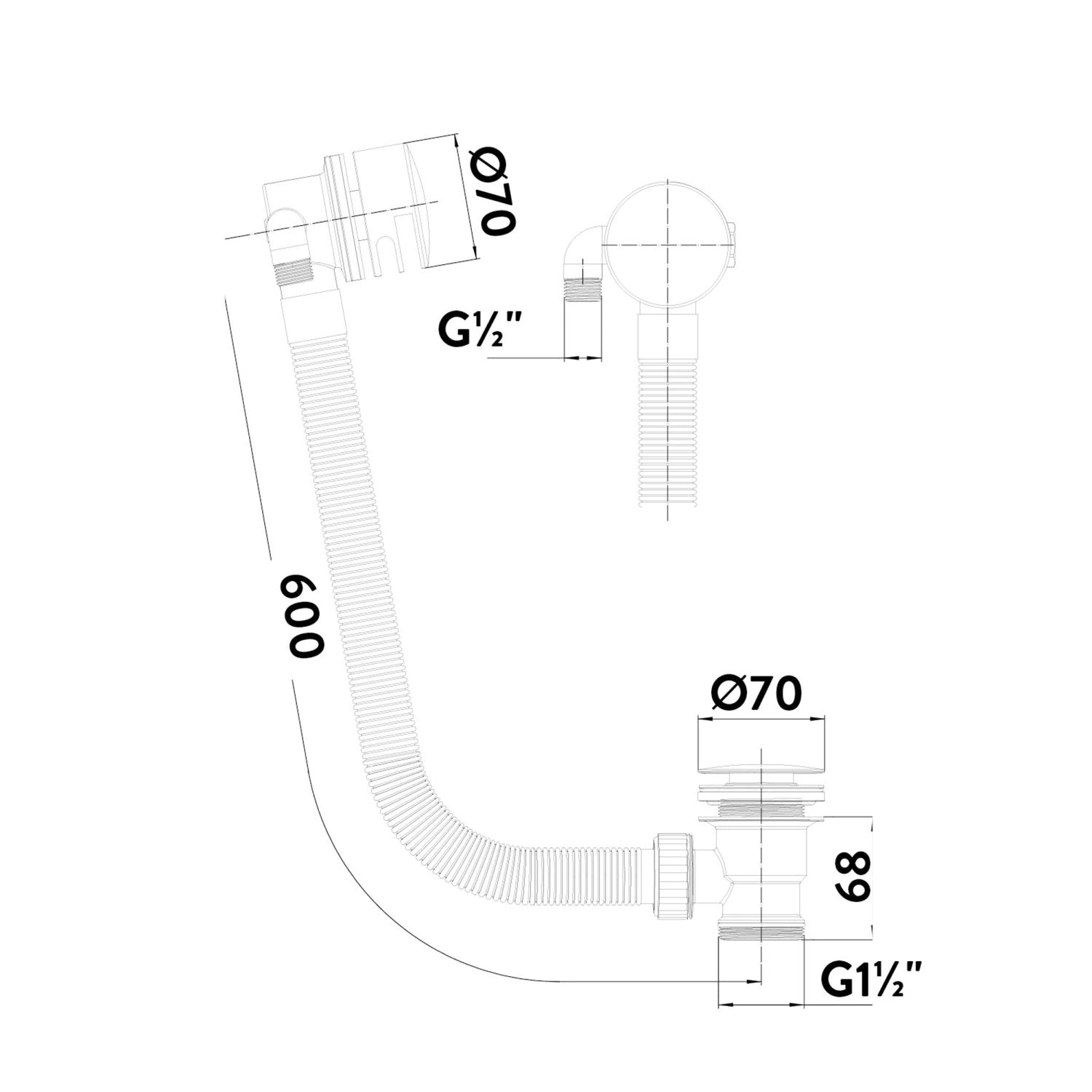Valve Controlled Round Bath Filler and Overflow
