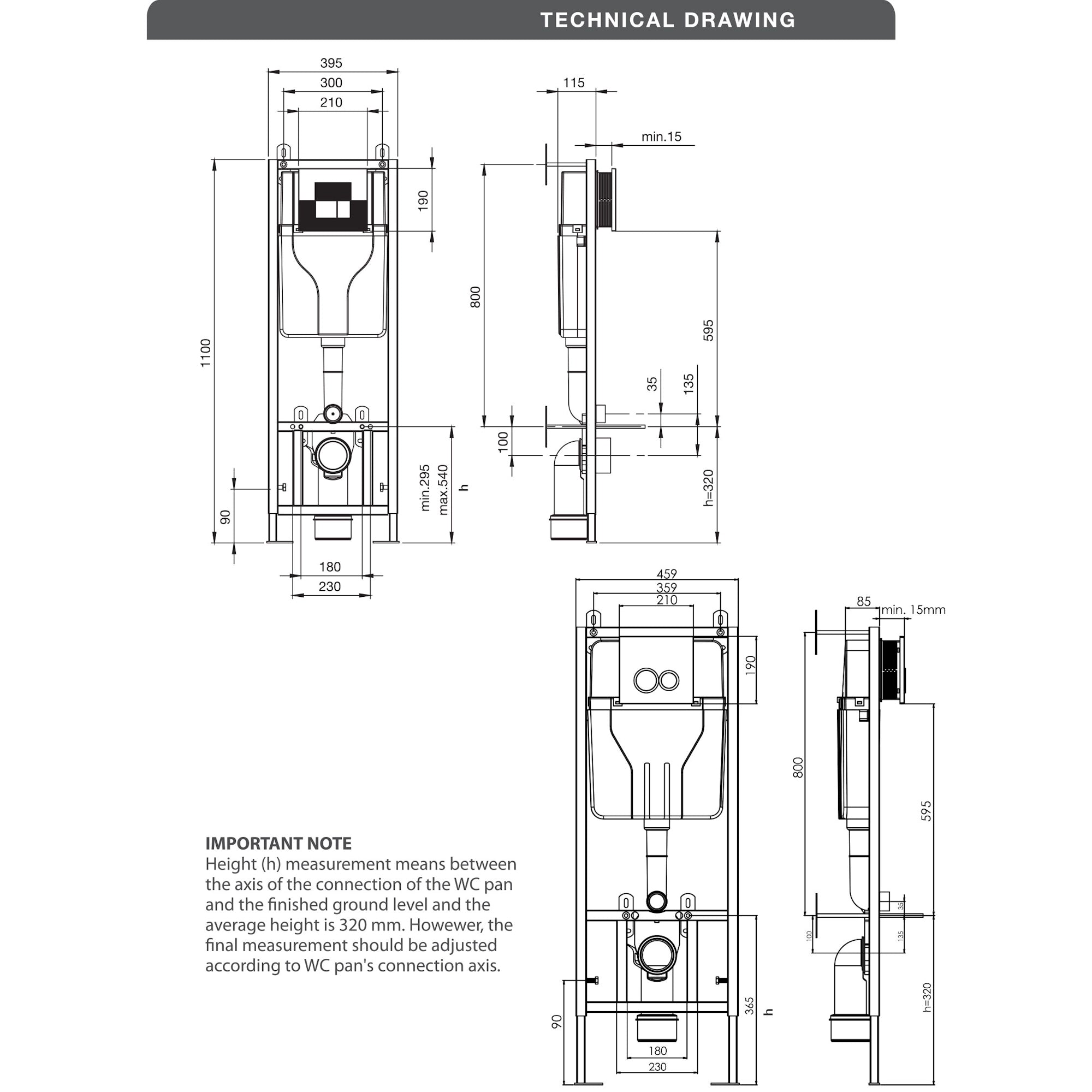 Giavani WC Frame & Toilet External Cistern