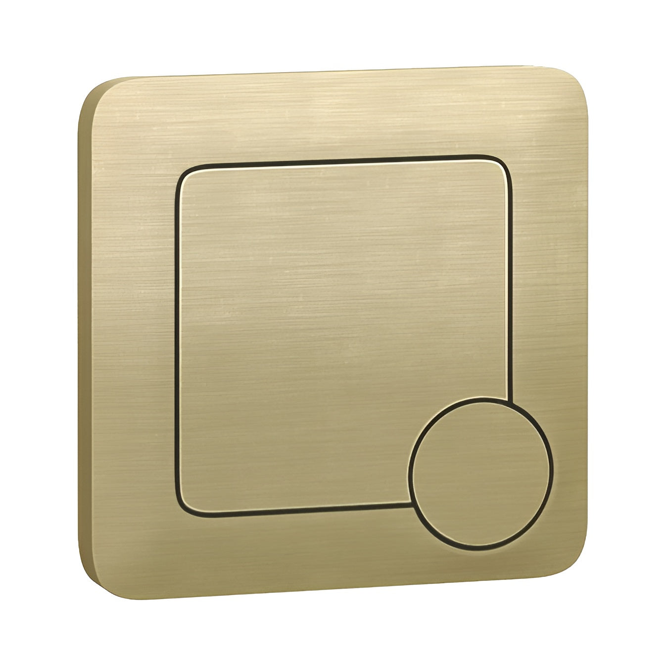 Square Brushed Brass Dual Flush Push Button & Plate