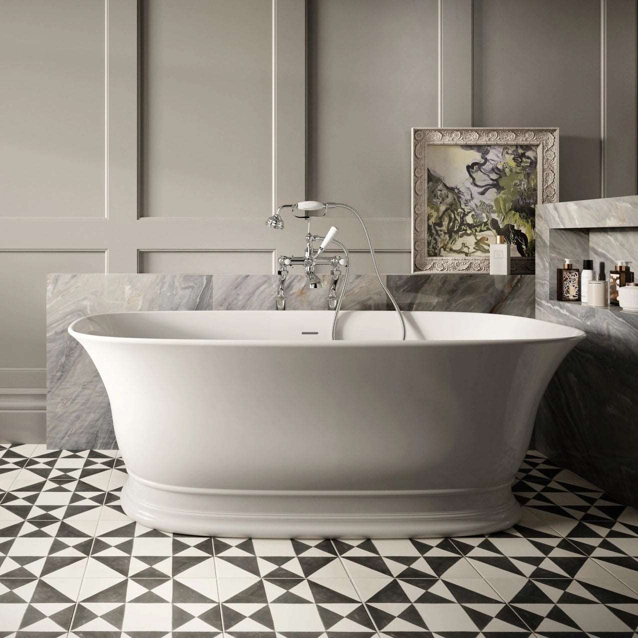 Bampton Oval Freestanding Bath with Plinth 1555 x 740mm