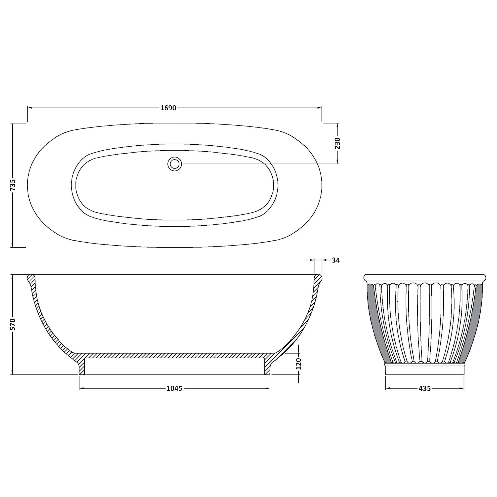 Casini Round Scalloped Freestanding Bath