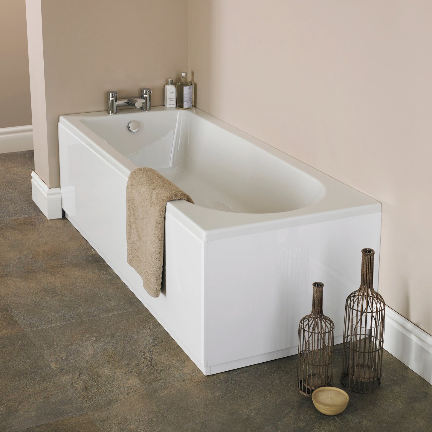 Nuie Barmby Single Ended Rectangular Acrylic Straight Bath