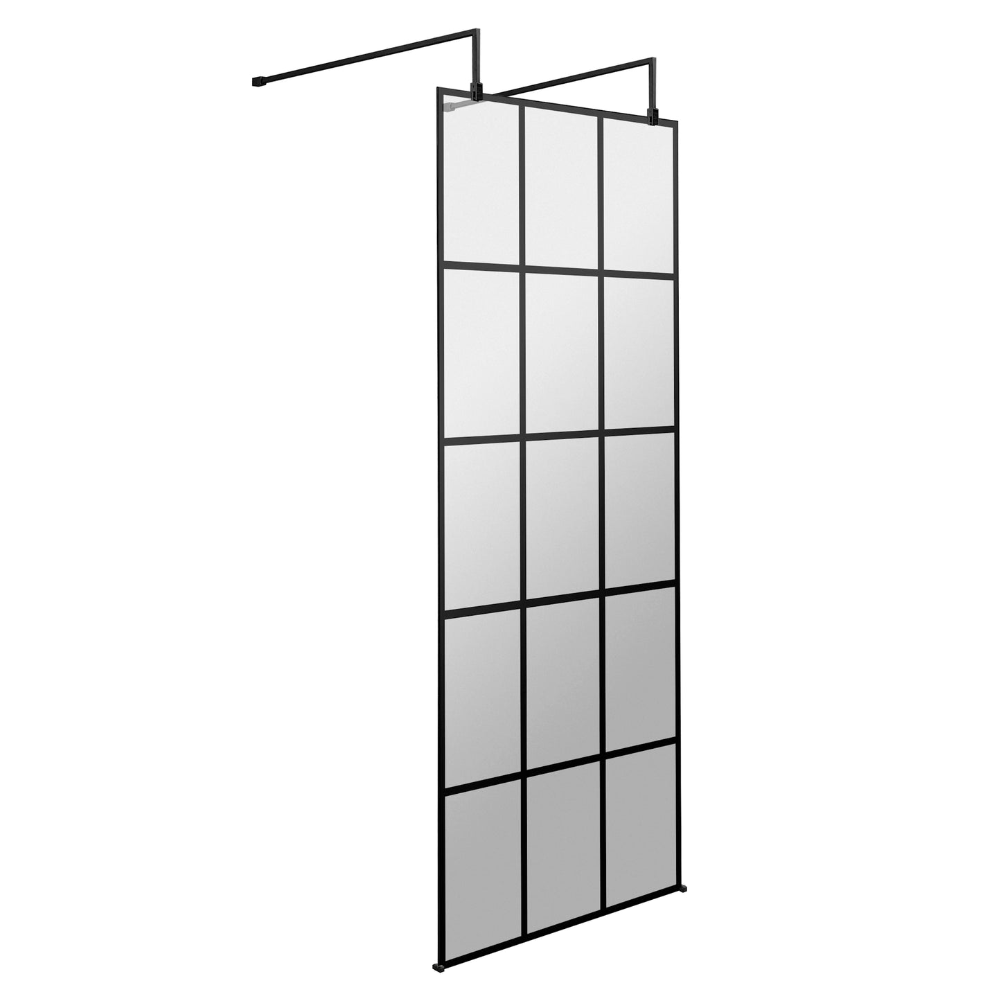 Hudson Reed Matt Black Framed Wetroom Screen with Arms and Feet