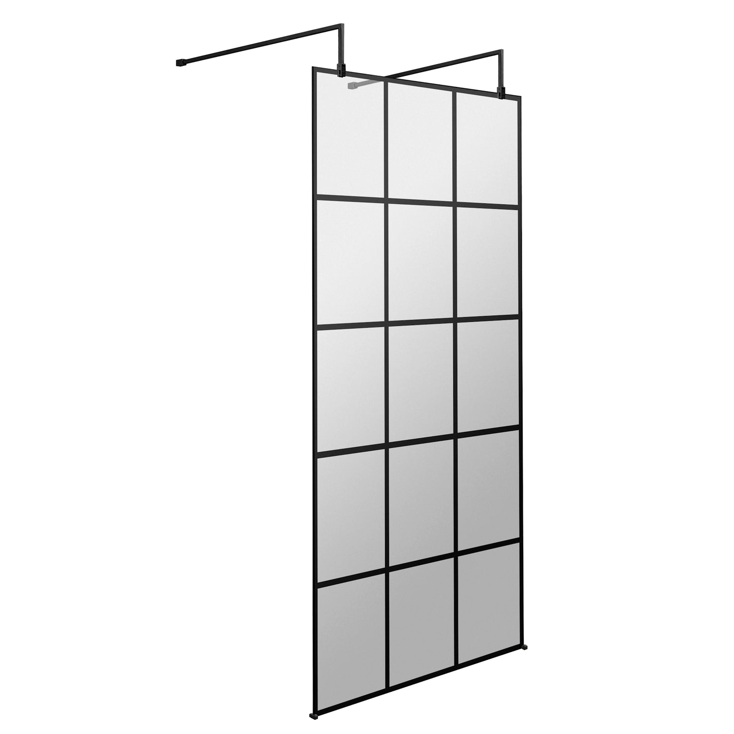 Hudson Reed Matt Black Framed Wetroom Screen with Arms and Feet