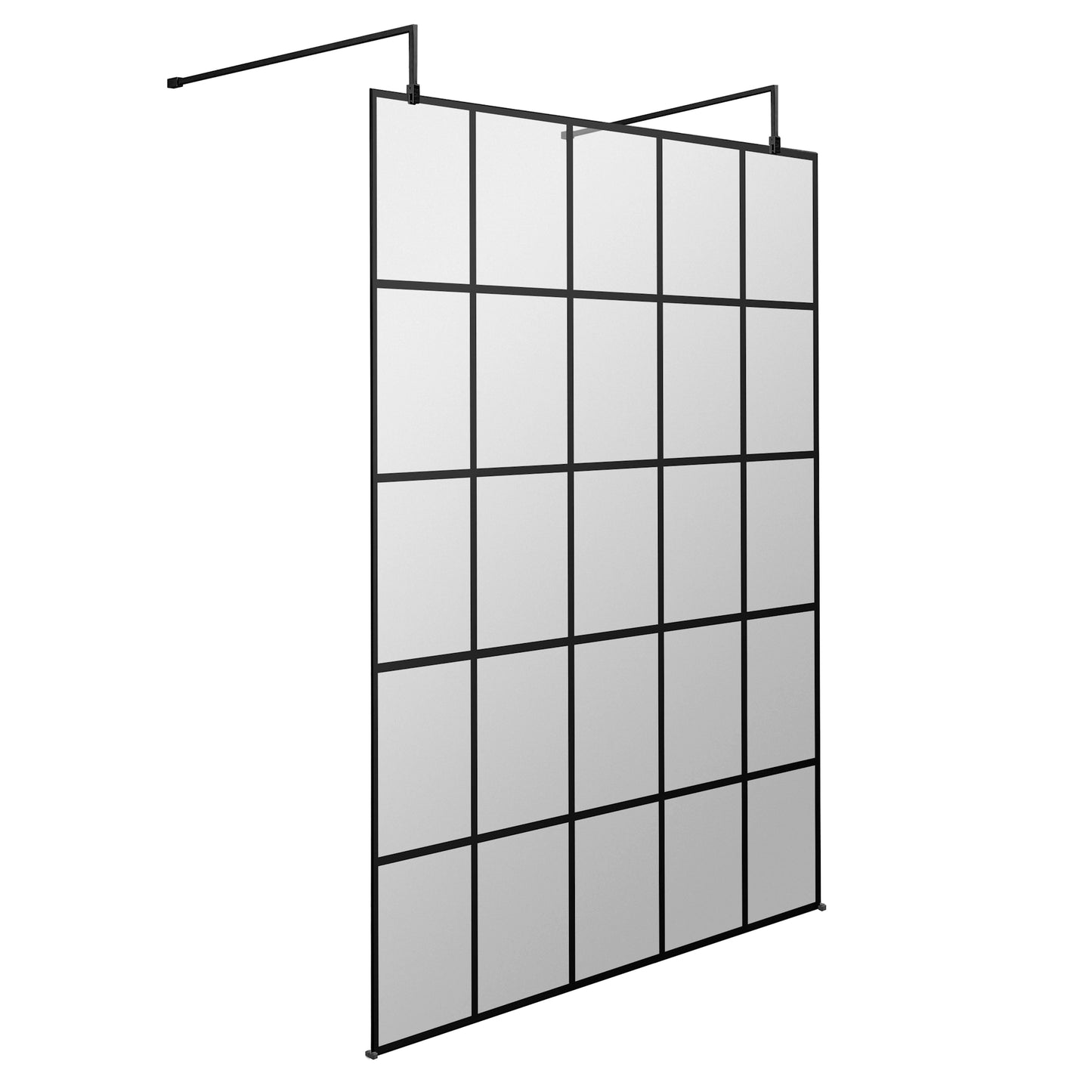 Hudson Reed Matt Black Framed Wetroom Screen with Arms and Feet