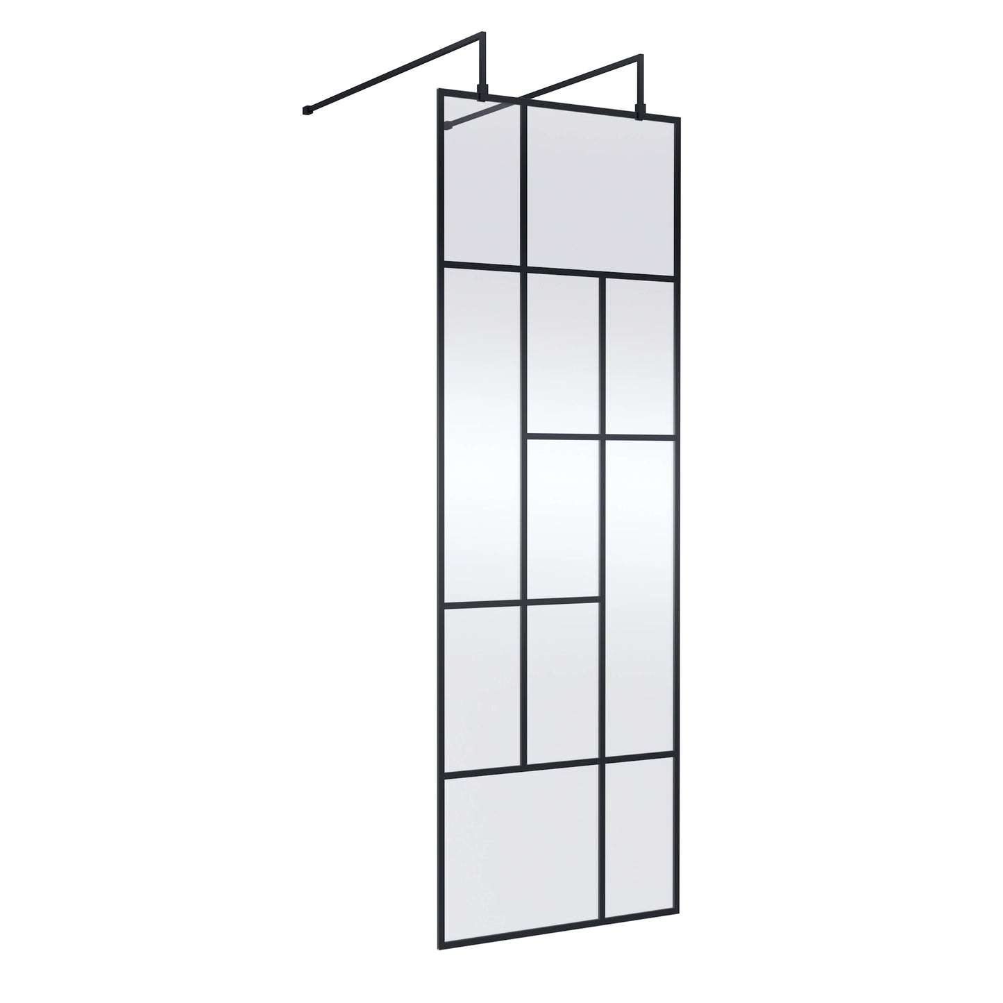 Hudson Reed Matt Black Abstract Frame Wetroom Screen with Arms and Feet