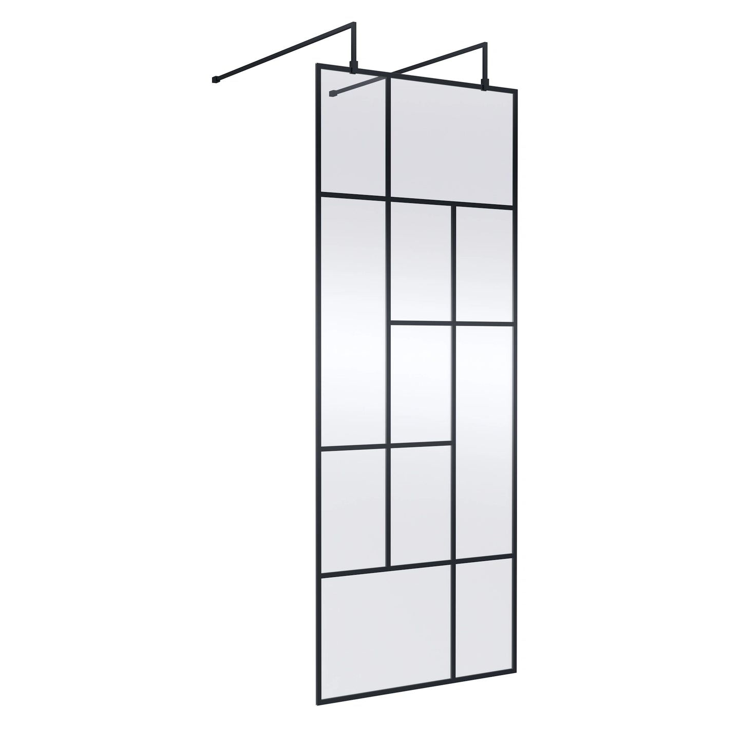 Hudson Reed Matt Black Abstract Frame Wetroom Screen with Arms and Feet