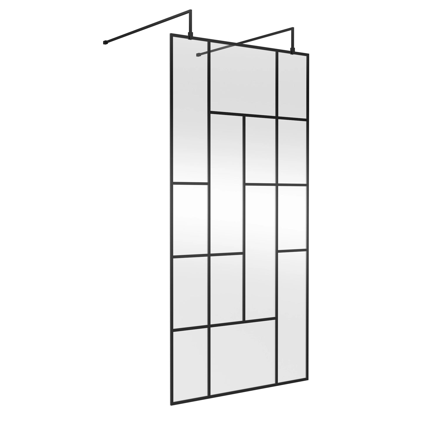 Hudson Reed Matt Black Abstract Frame Wetroom Screen with Arms and Feet