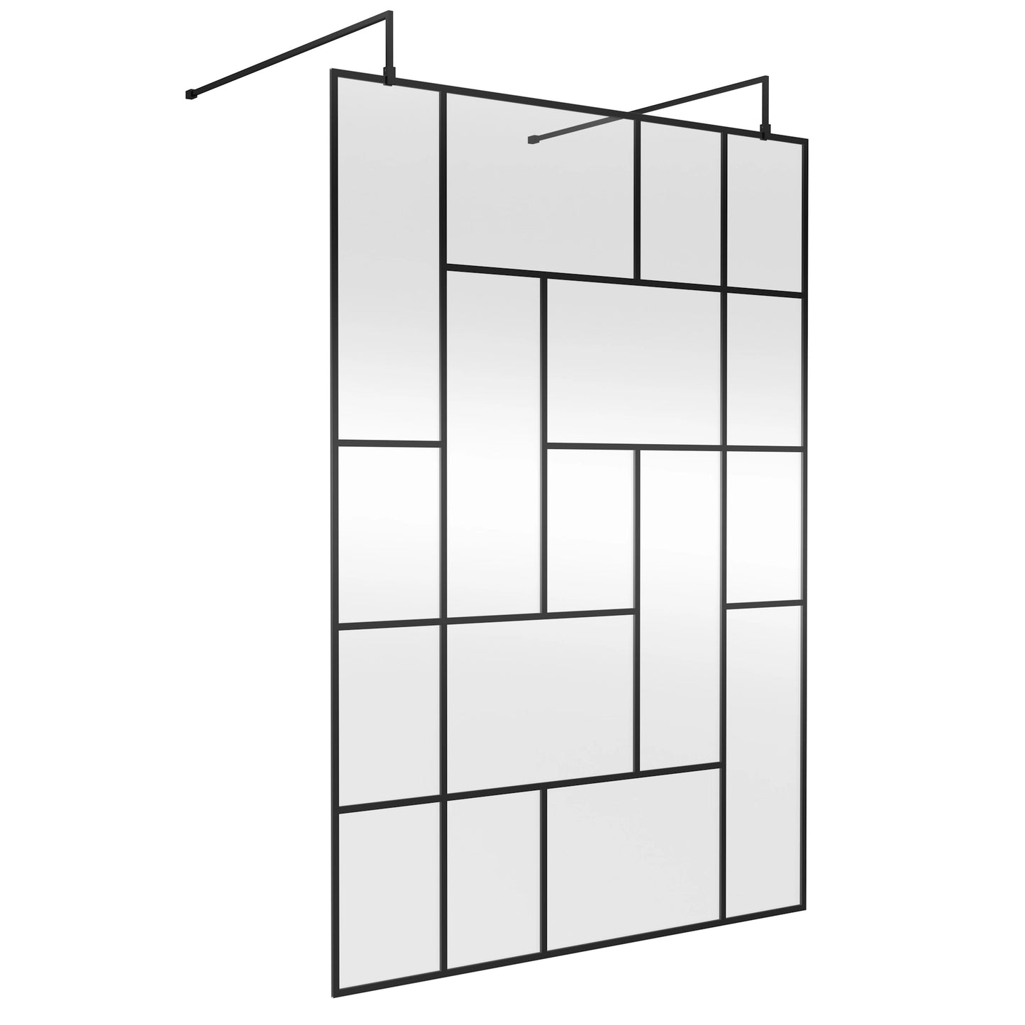 Hudson Reed Matt Black Abstract Frame Wetroom Screen with Arms and Feet