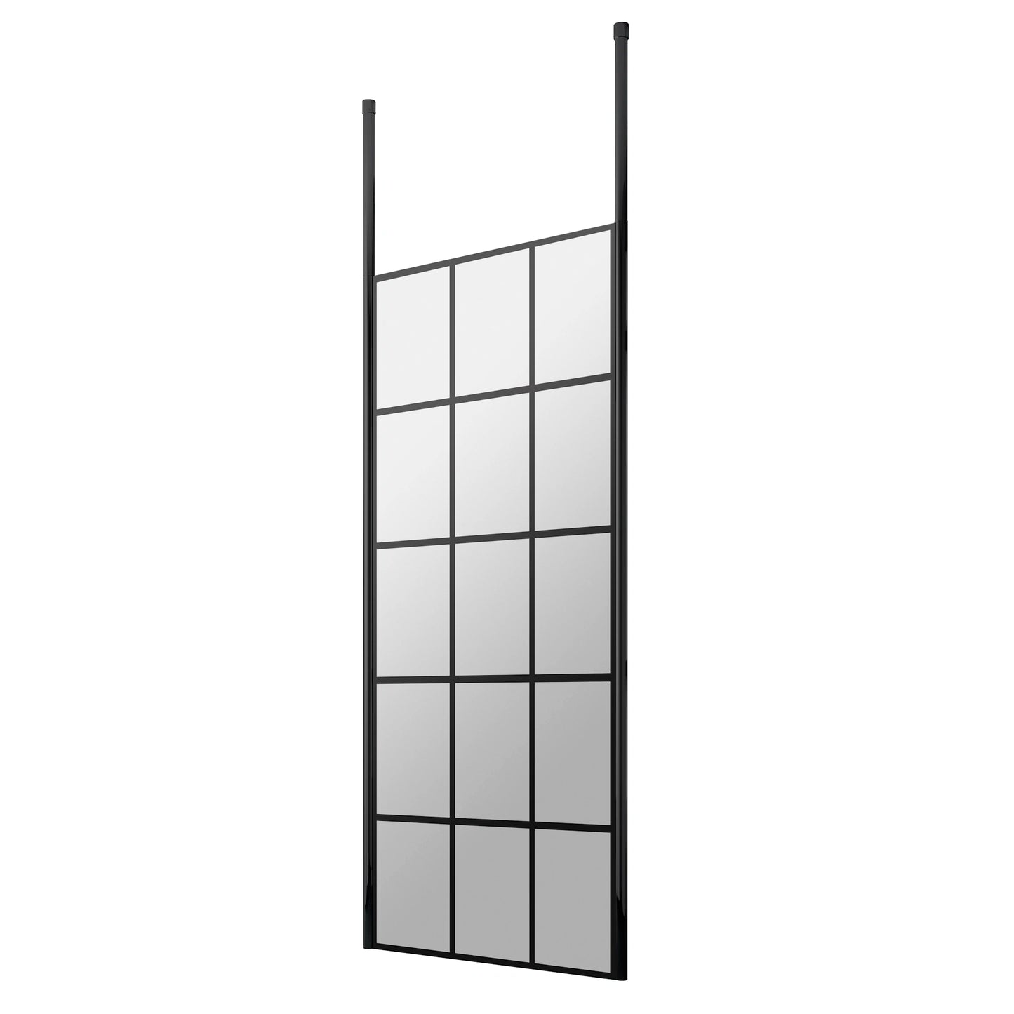 Hudson Reed Matt Black Framed Wetroom Screen with Ceiling Post