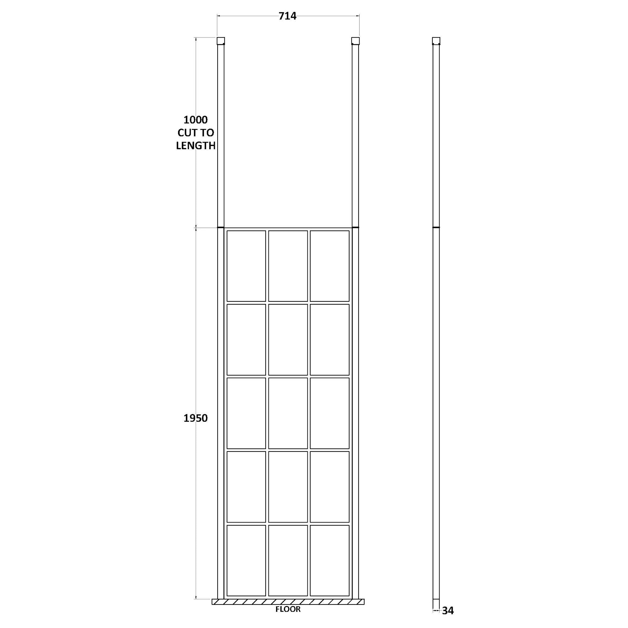 Hudson Reed Matt Black Framed Wetroom Screen with Ceiling Post
