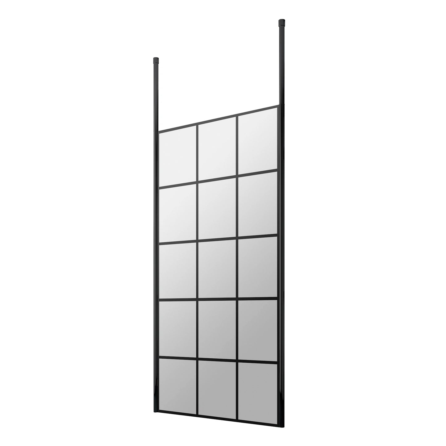 Hudson Reed Matt Black Framed Wetroom Screen with Ceiling Post