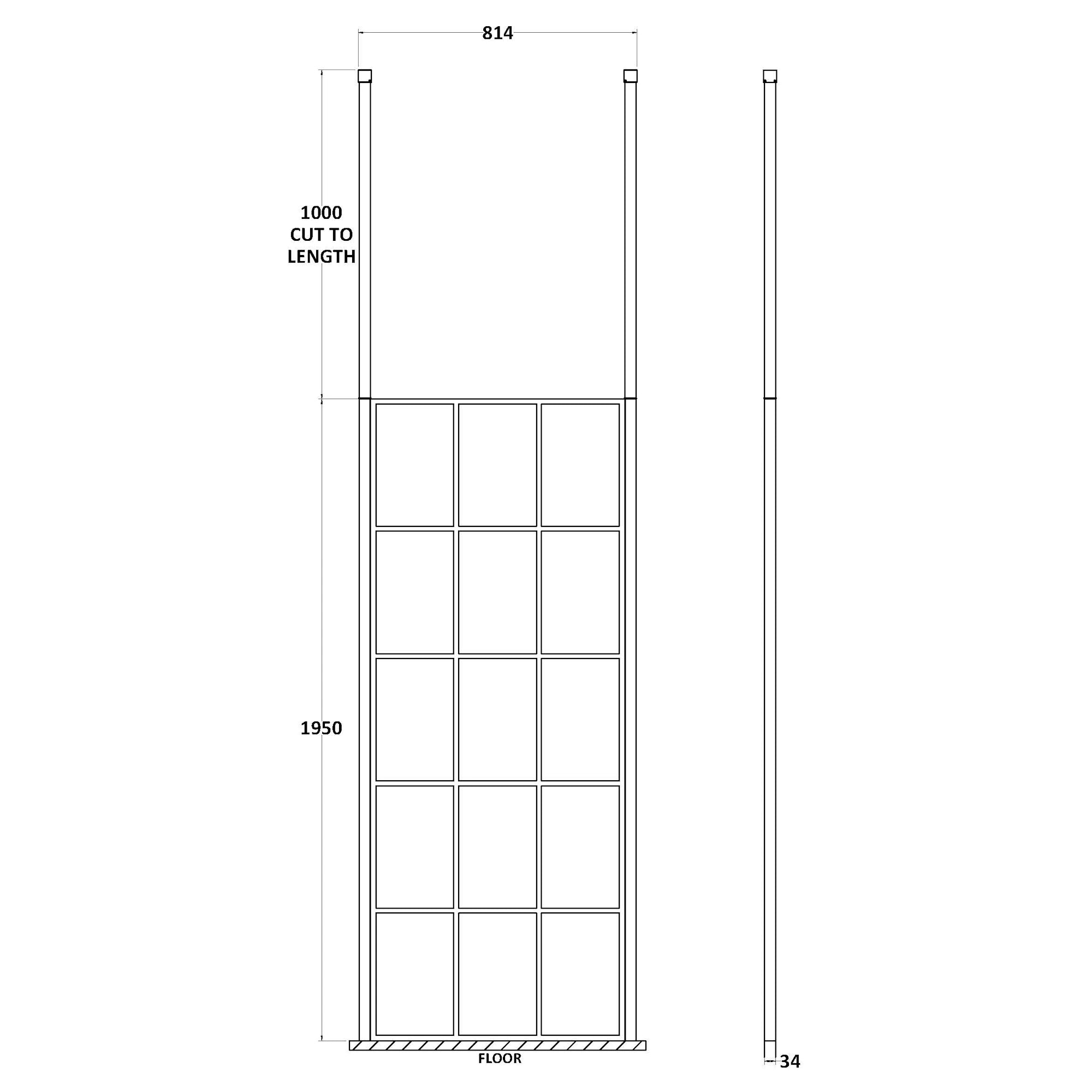 Hudson Reed Matt Black Framed Wetroom Screen with Ceiling Post