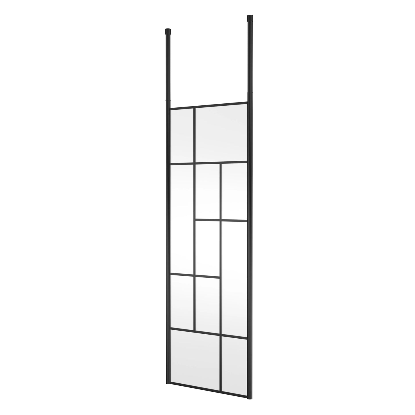 Hudson Reed Matt Black Abstract Frame Wetroom Screen with Ceiling Posts