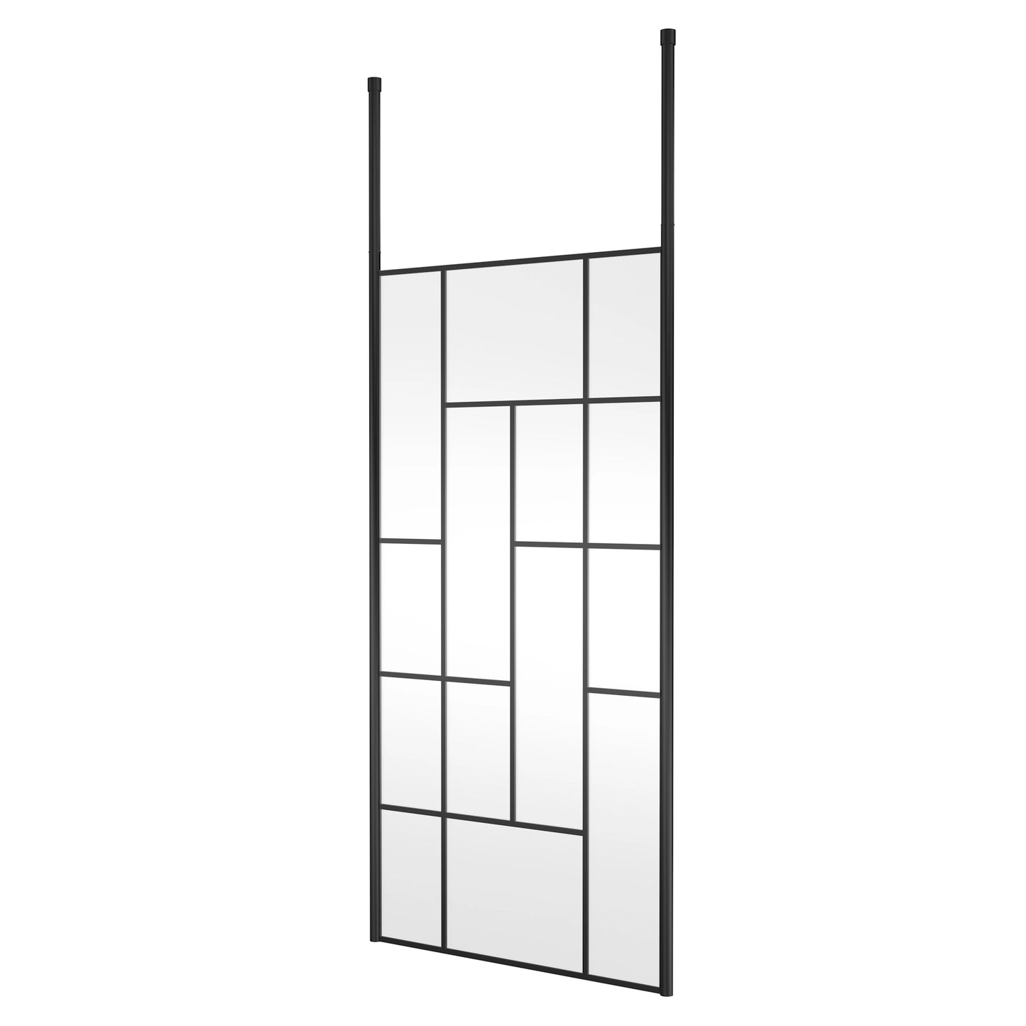 Hudson Reed Matt Black Abstract Frame Wetroom Screen with Ceiling Posts