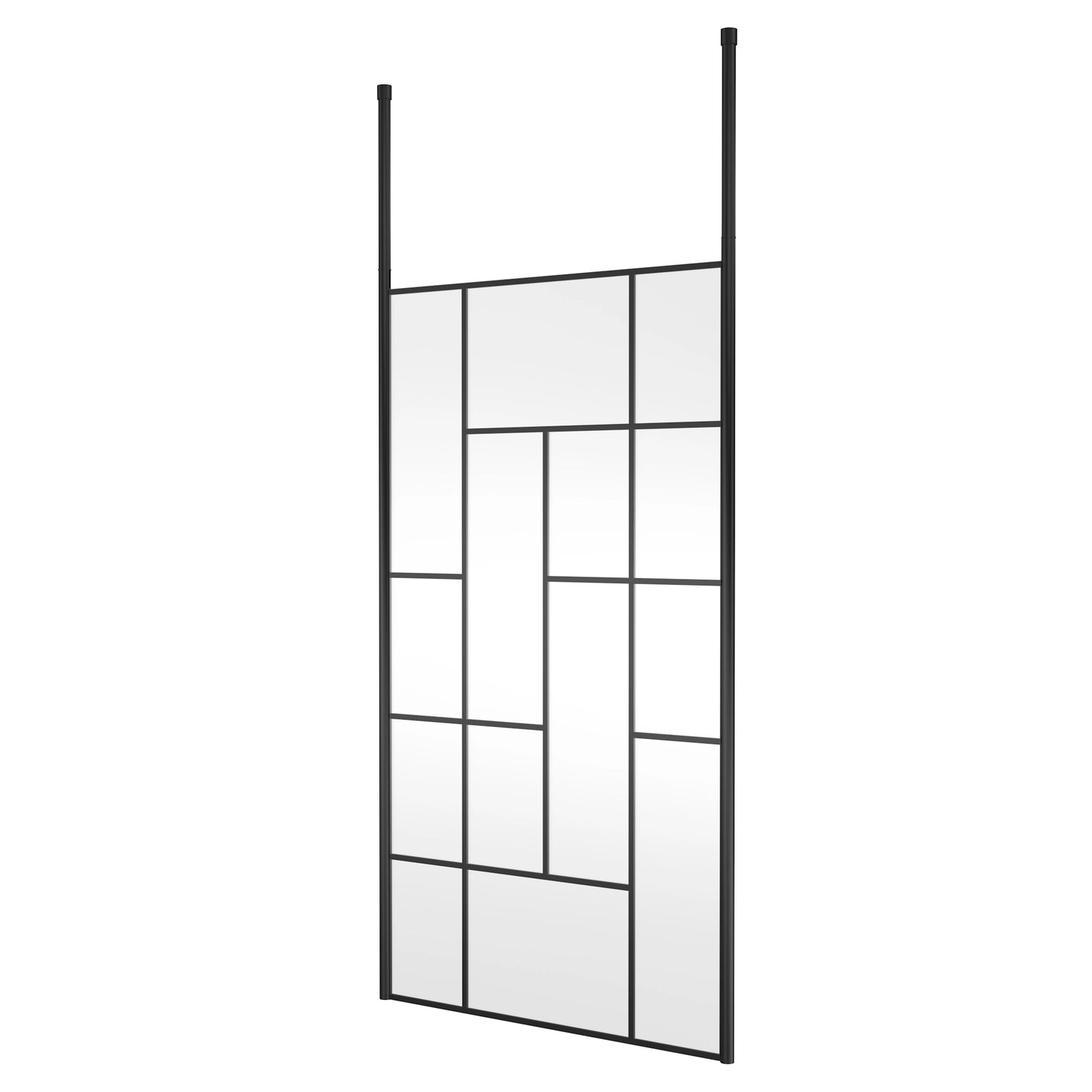 Hudson Reed Matt Black Abstract Frame Wetroom Screen with Ceiling Posts