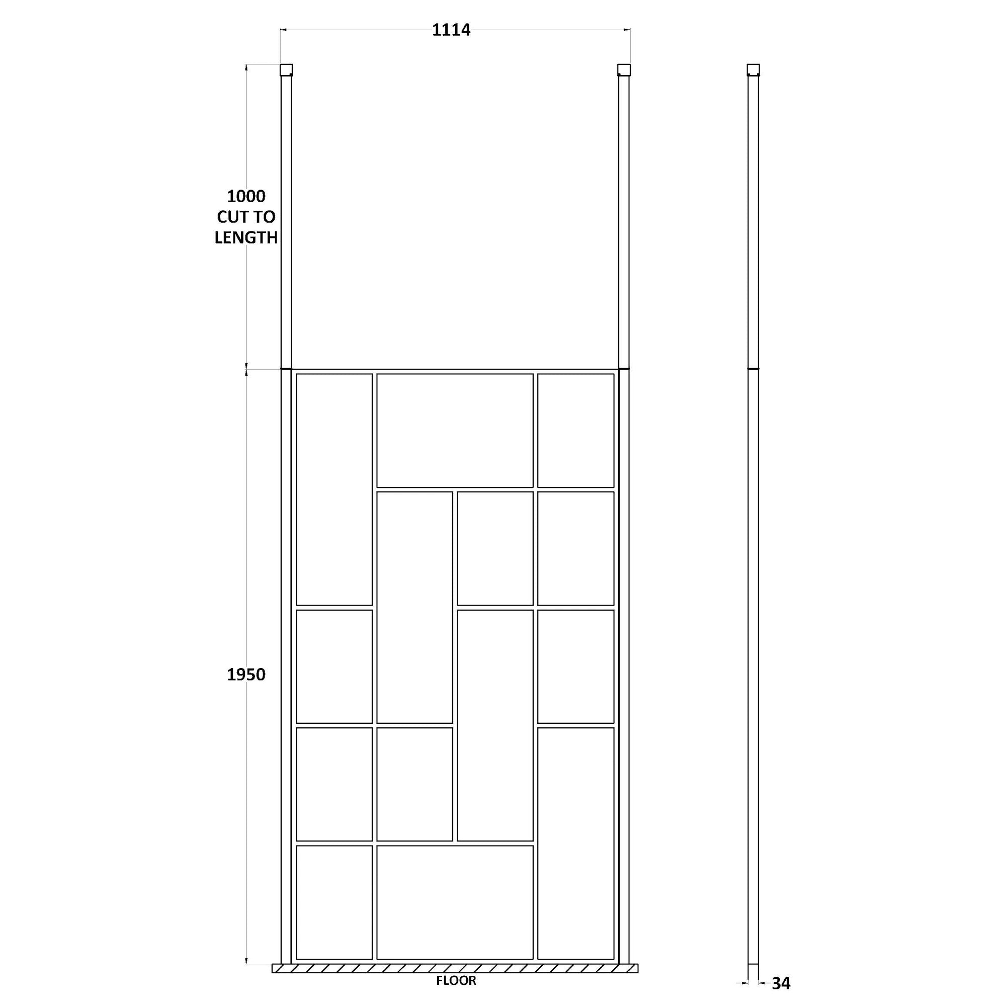 Hudson Reed Matt Black Abstract Frame Wetroom Screen with Ceiling Posts