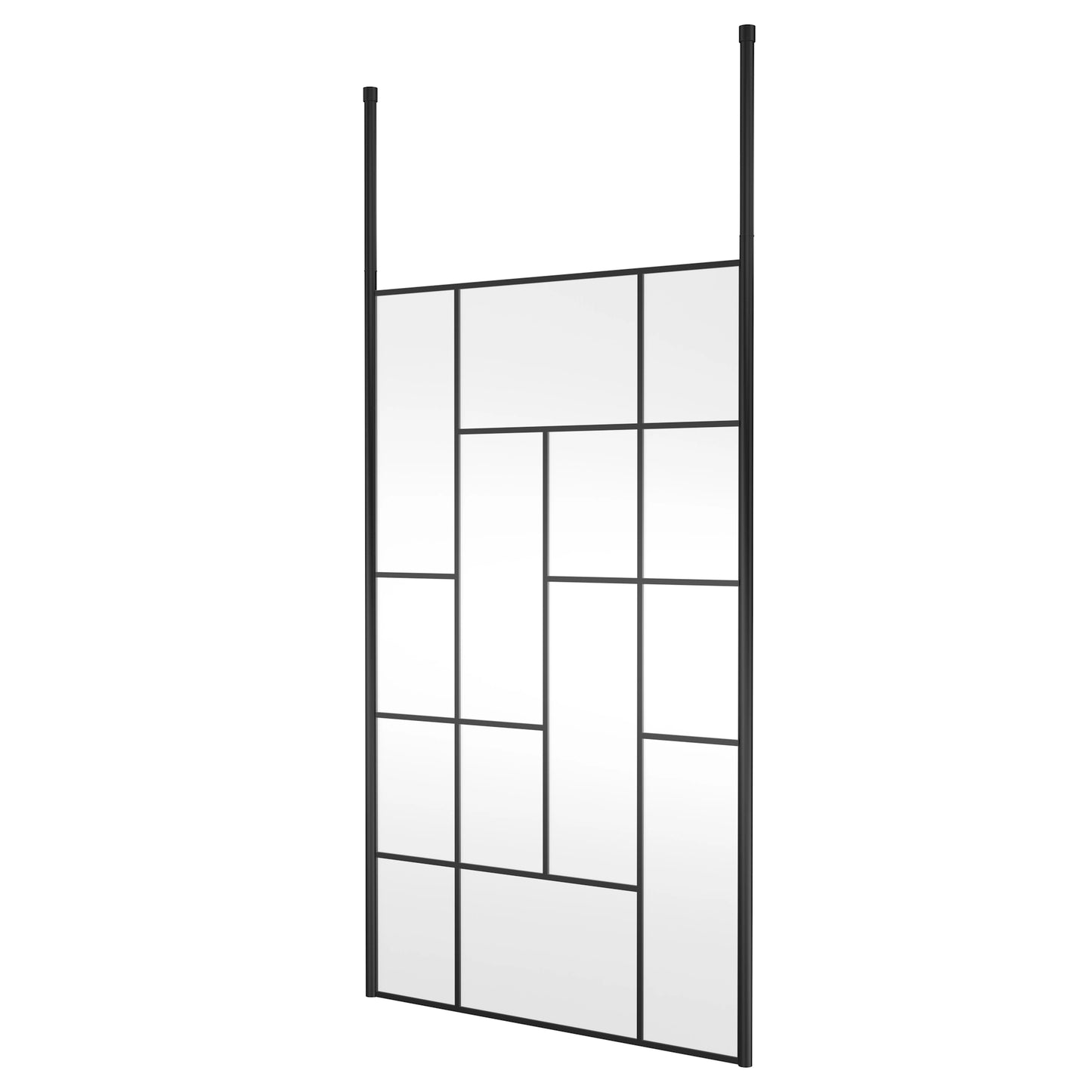 Hudson Reed Matt Black Abstract Frame Wetroom Screen with Ceiling Posts