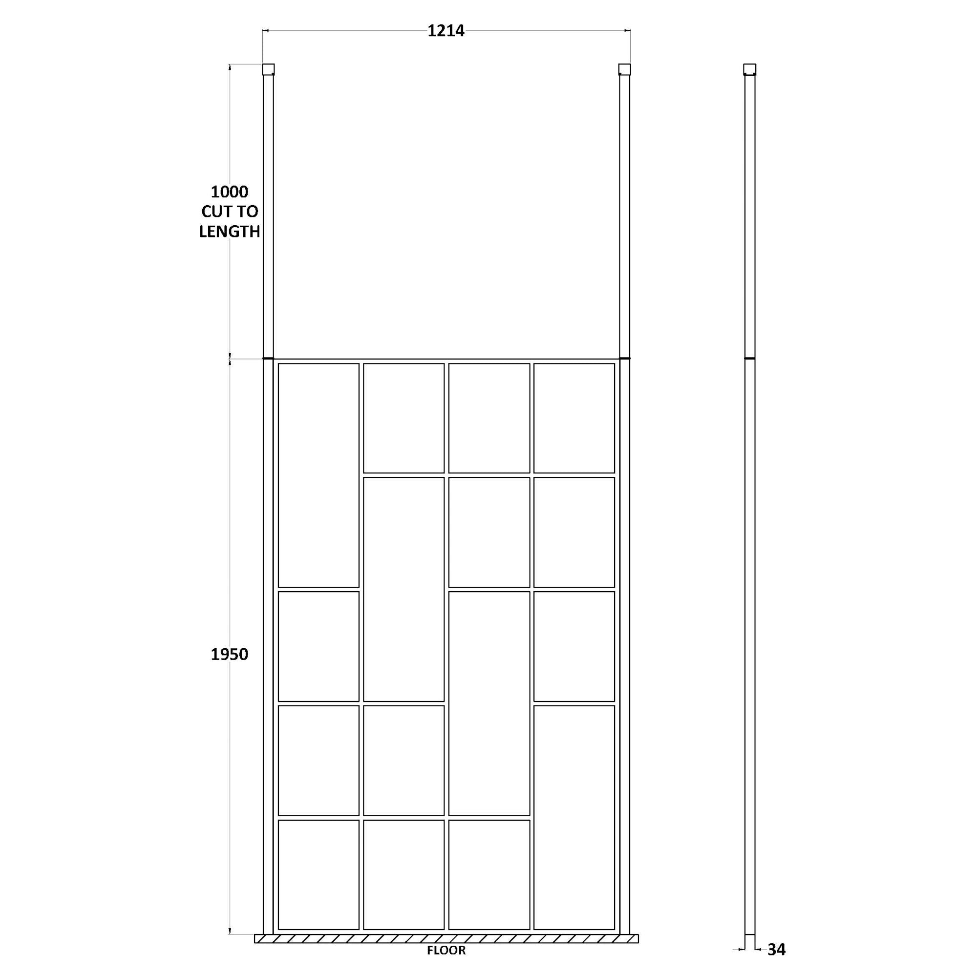 Hudson Reed Matt Black Abstract Frame Wetroom Screen with Ceiling Posts