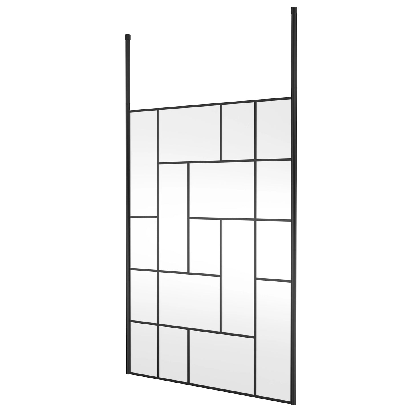 Hudson Reed Matt Black Abstract Frame Wetroom Screen with Ceiling Posts