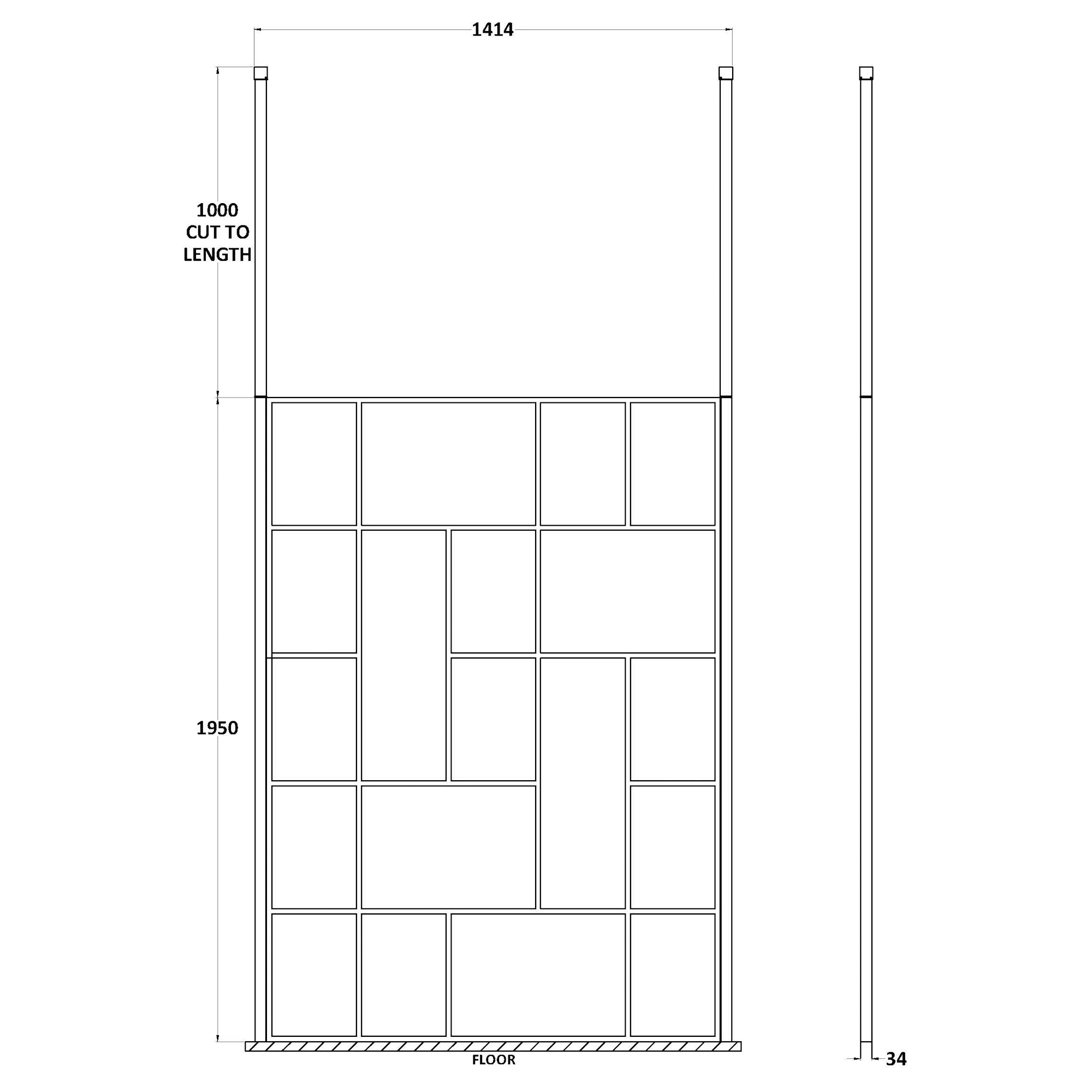 Hudson Reed Matt Black Abstract Frame Wetroom Screen with Ceiling Posts