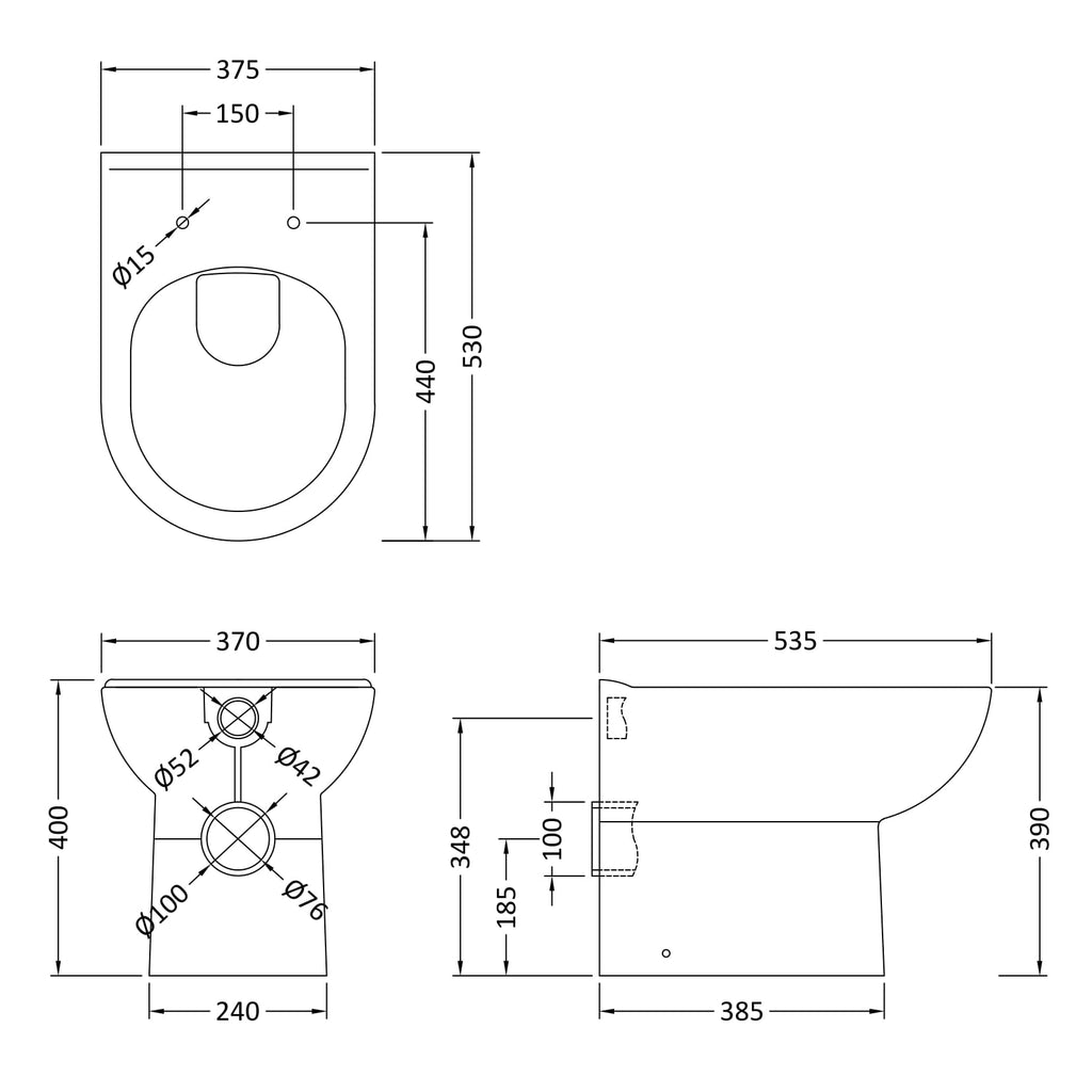 Nuie Lawton D Shape Back to Wall Pan & Soft Close Seat