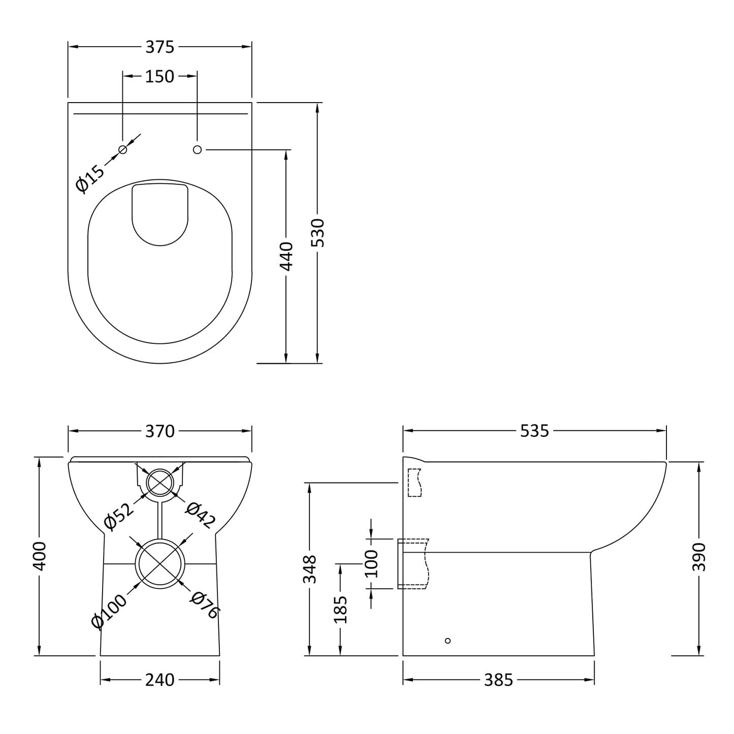 Nuie Lawton D Shape Back to Wall Pan & Soft Close Seat