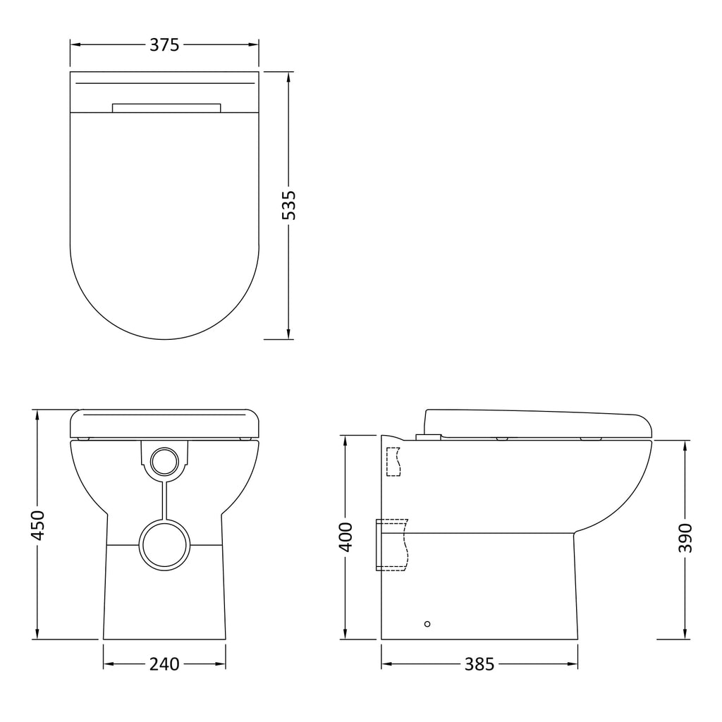Hudson Reed Lawton Back to Wall Pan & Soft Close Seat