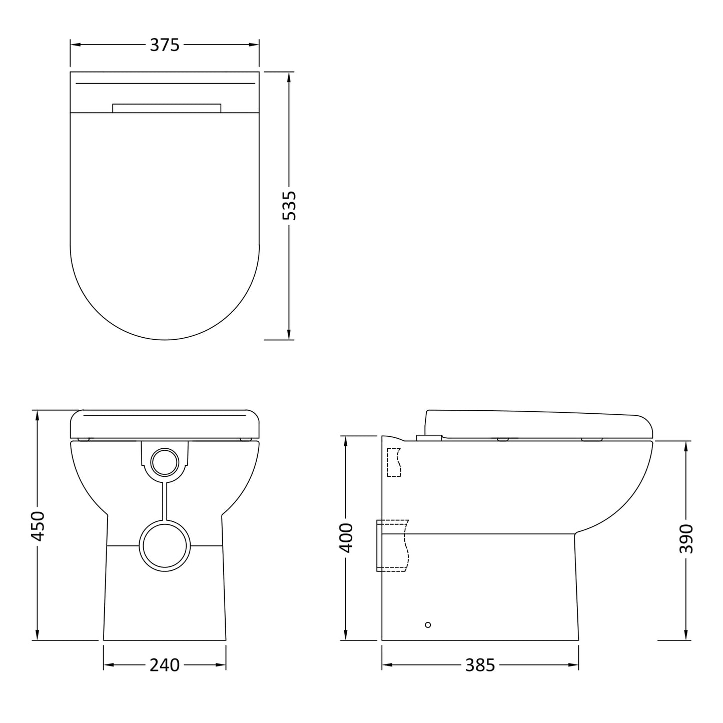 Hudson Reed Lawton Back to Wall Pan & Soft Close Seat