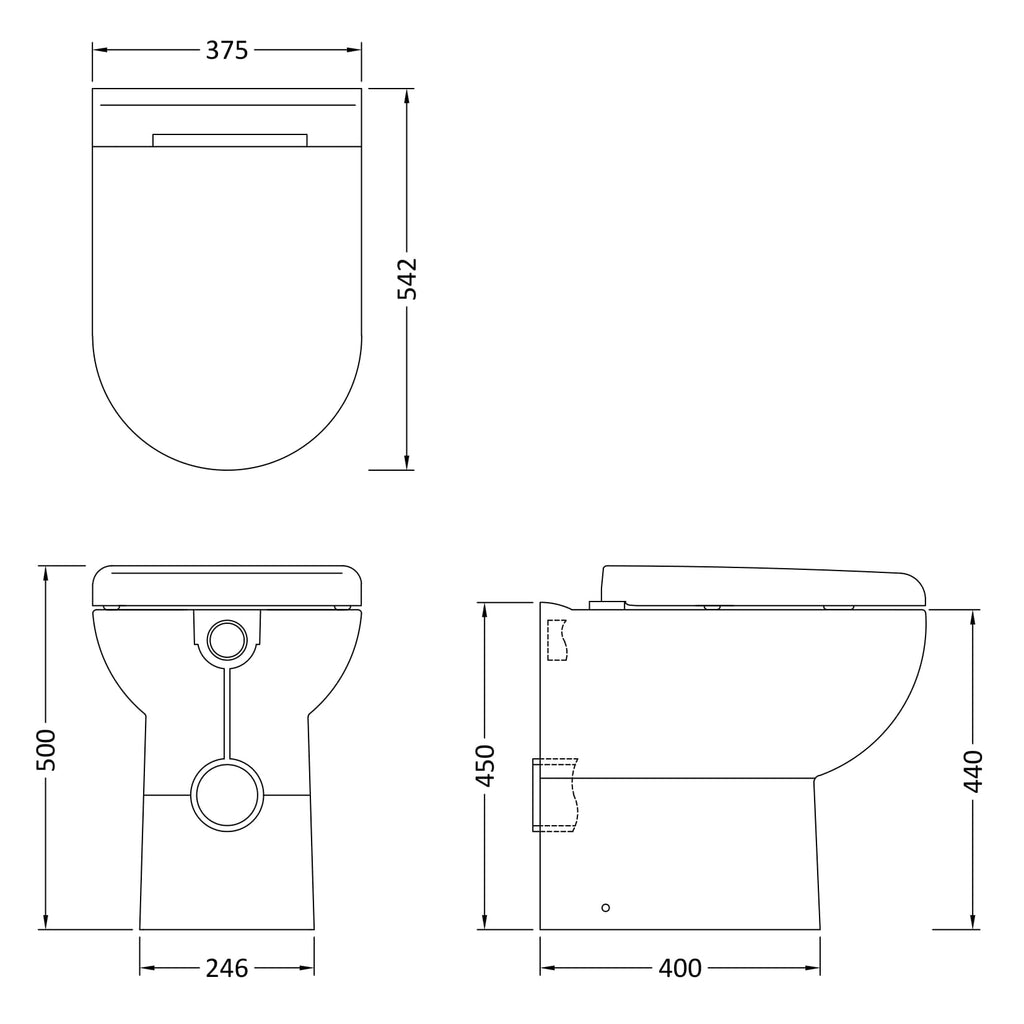 Hudson Reed Comfort Height Back to Wall Pan & Soft Close Seat