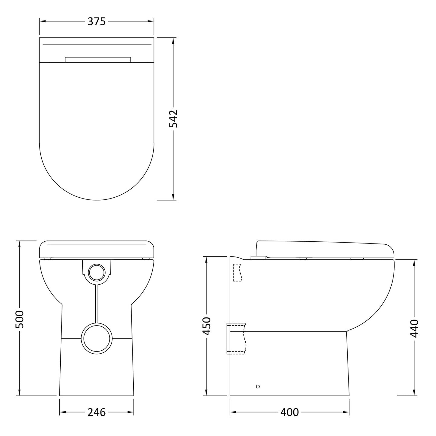 Hudson Reed Comfort Height Back to Wall Pan & Soft Close Seat