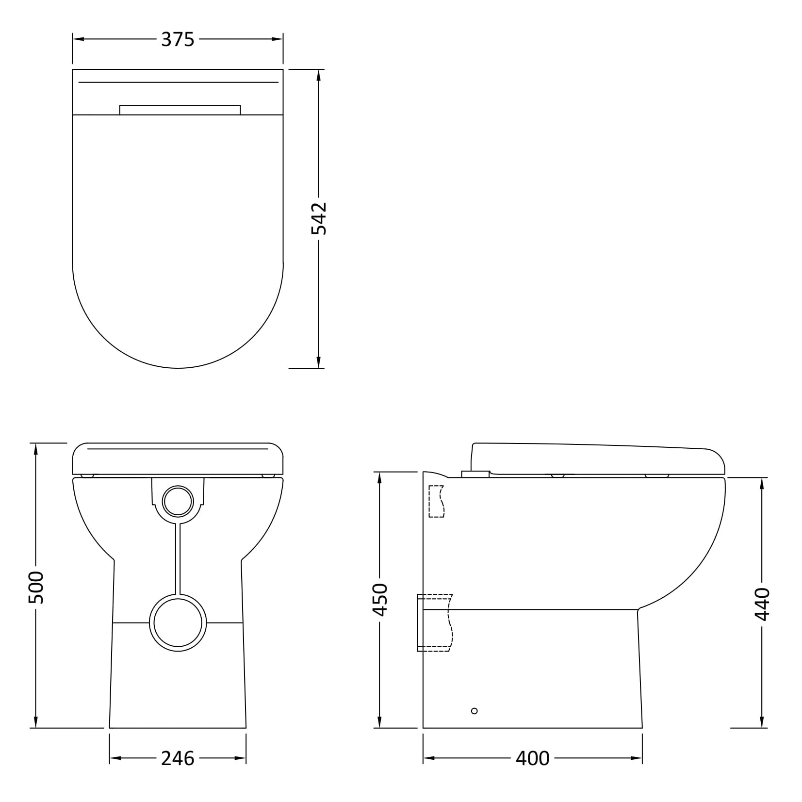 Hudson Reed Comfort Height Back to Wall Pan & Soft Close Seat