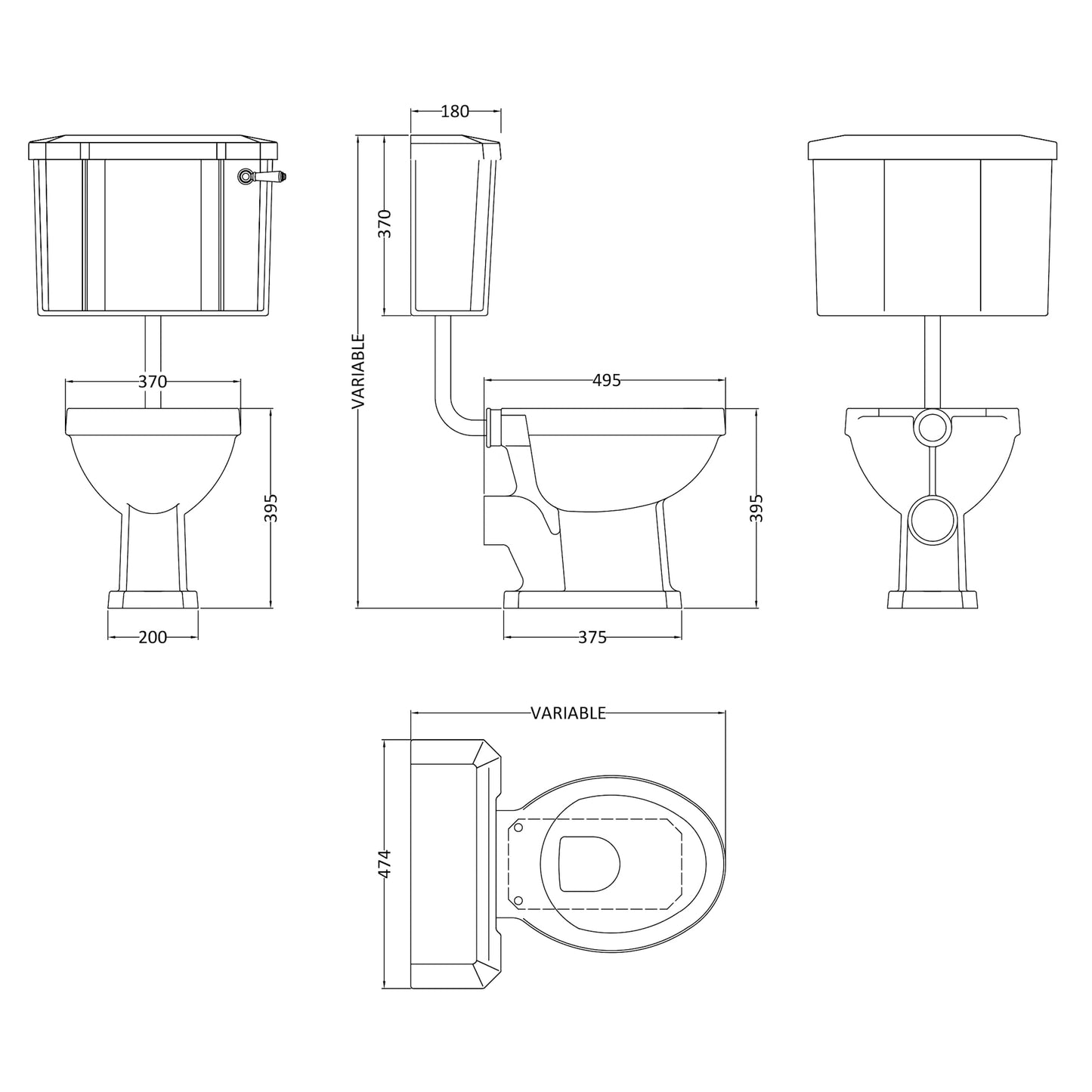 Hudson Reed Richmond Low Level Closed Coupled Toilet