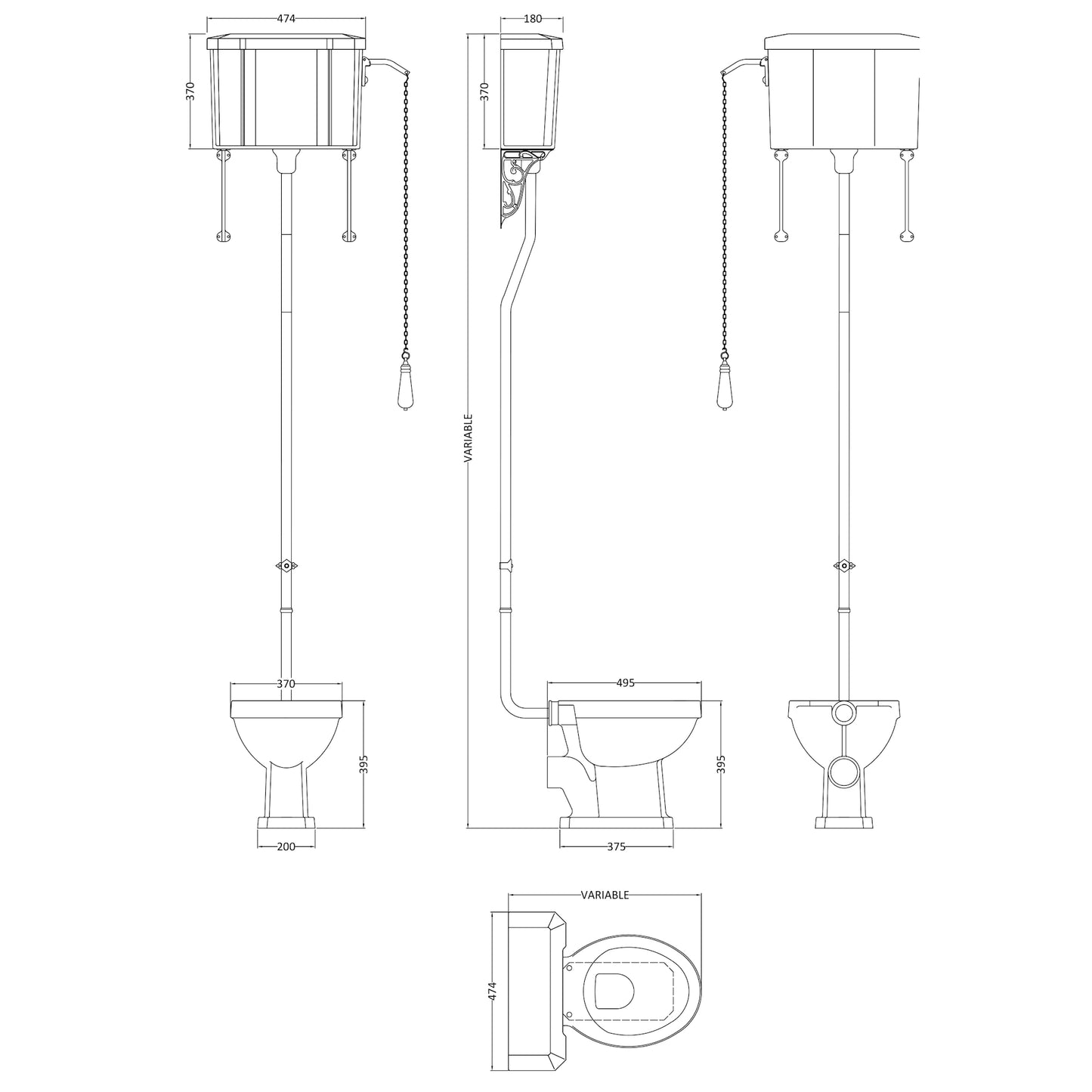 Hudson Reed Richmond High Level Closed Coupled Toilet