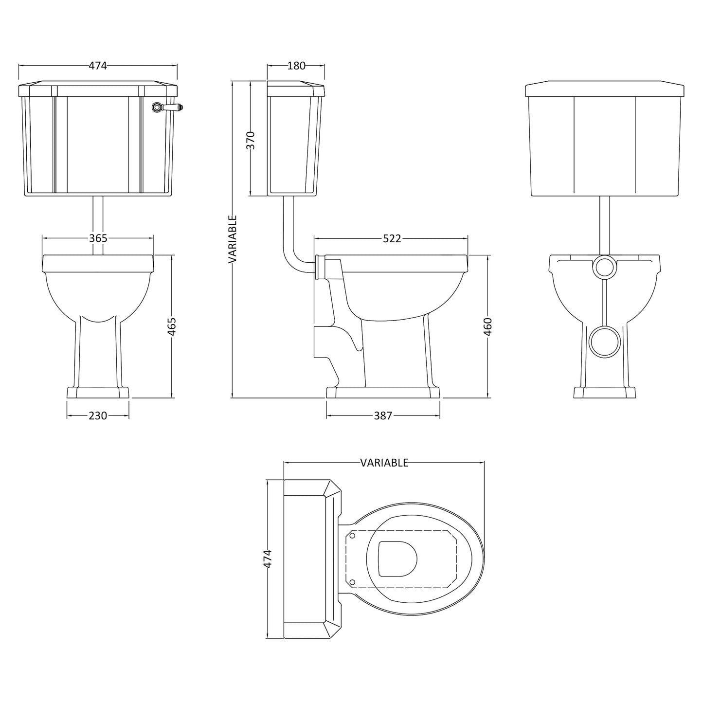 Hudson Reed Richmond Comfort Height Low Level Closed Coupled Toilet