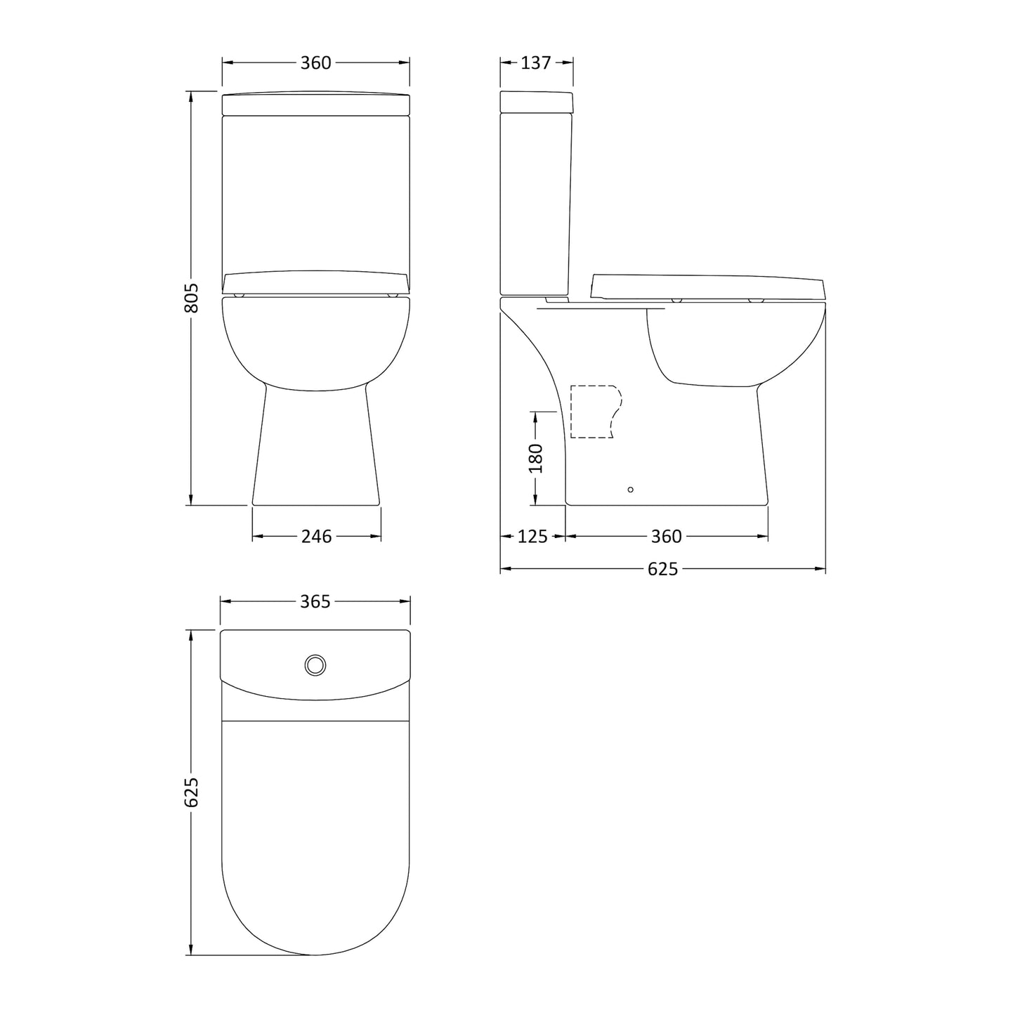 Nuie Lawton Compact Open Back Toilet & Soft Close Toilet Seat