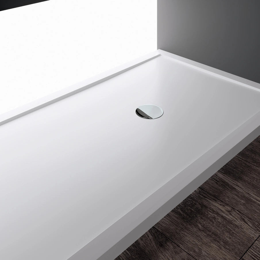 Olympic Plus Low Profile Rectangular Slim Anti-Slip Shower Tray with Waste Column