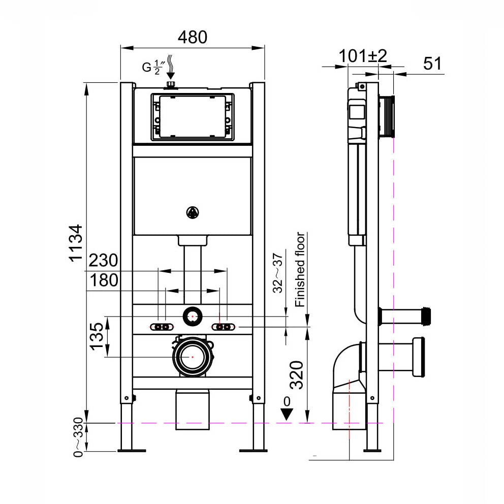 Scudo WC Frame & Toilet Cistern