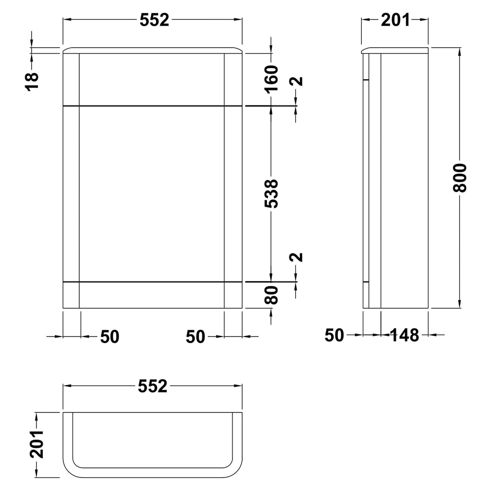 Nuie Solar Floor Standing WC Unit 550mm