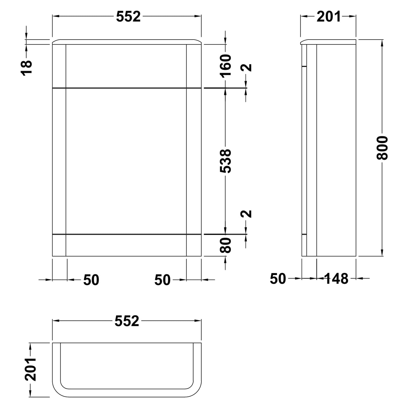 Nuie Solar Floor Standing WC Unit 550mm