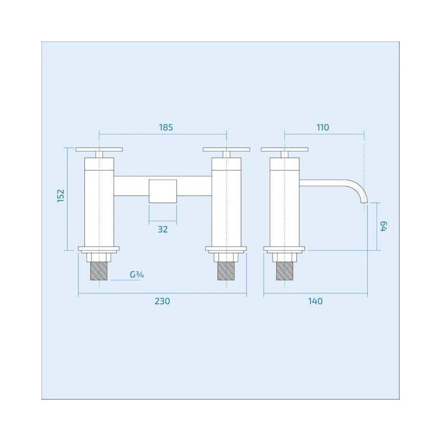 Chol Square Cross Bath Filler Tap