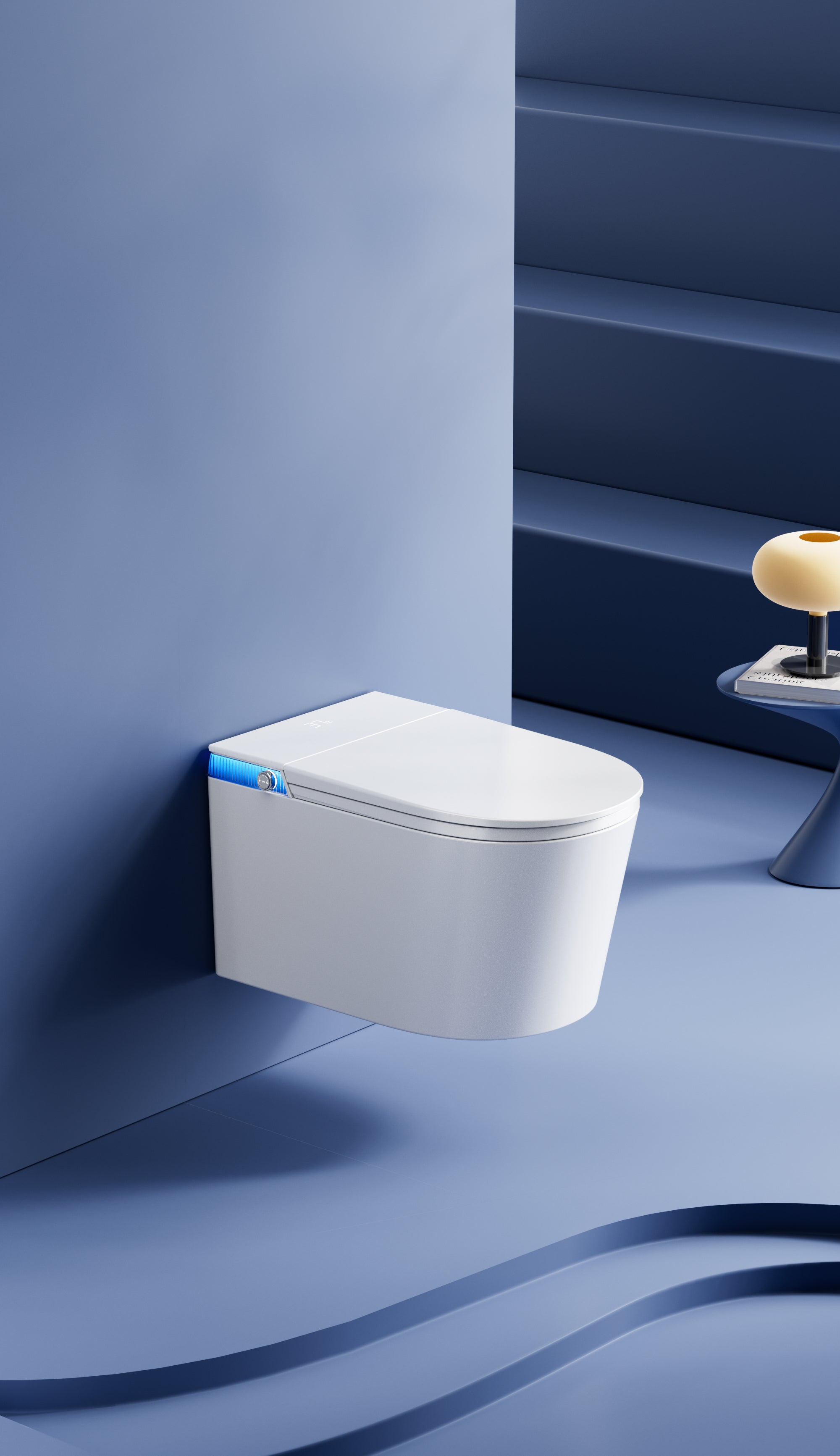 Aoi Shima Blue Stripe Japanese Style Smart Toilet & Bidet (Wall Hanging)