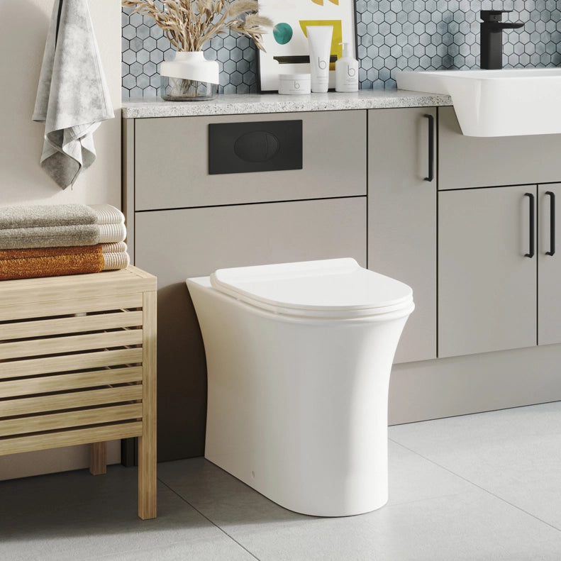 Deia Comfort Height Rimless Back to Wall Scudo WC Toilet with Soft Close Toilet Seat Option