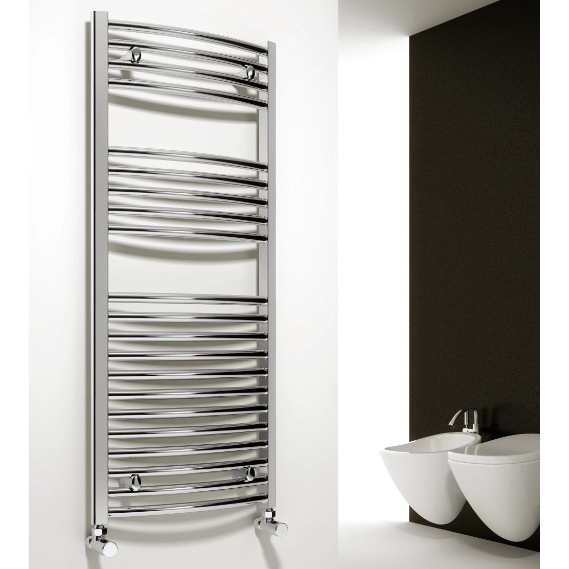 Diva Reina Designer Chrome Curved Towel Rail Radiator