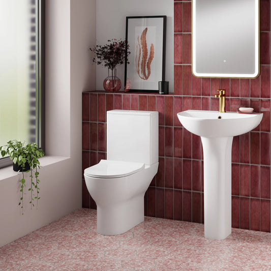Nuie Freya Comfort Height & Rimless Open Back Toilet with Soft Close Toilet Seat